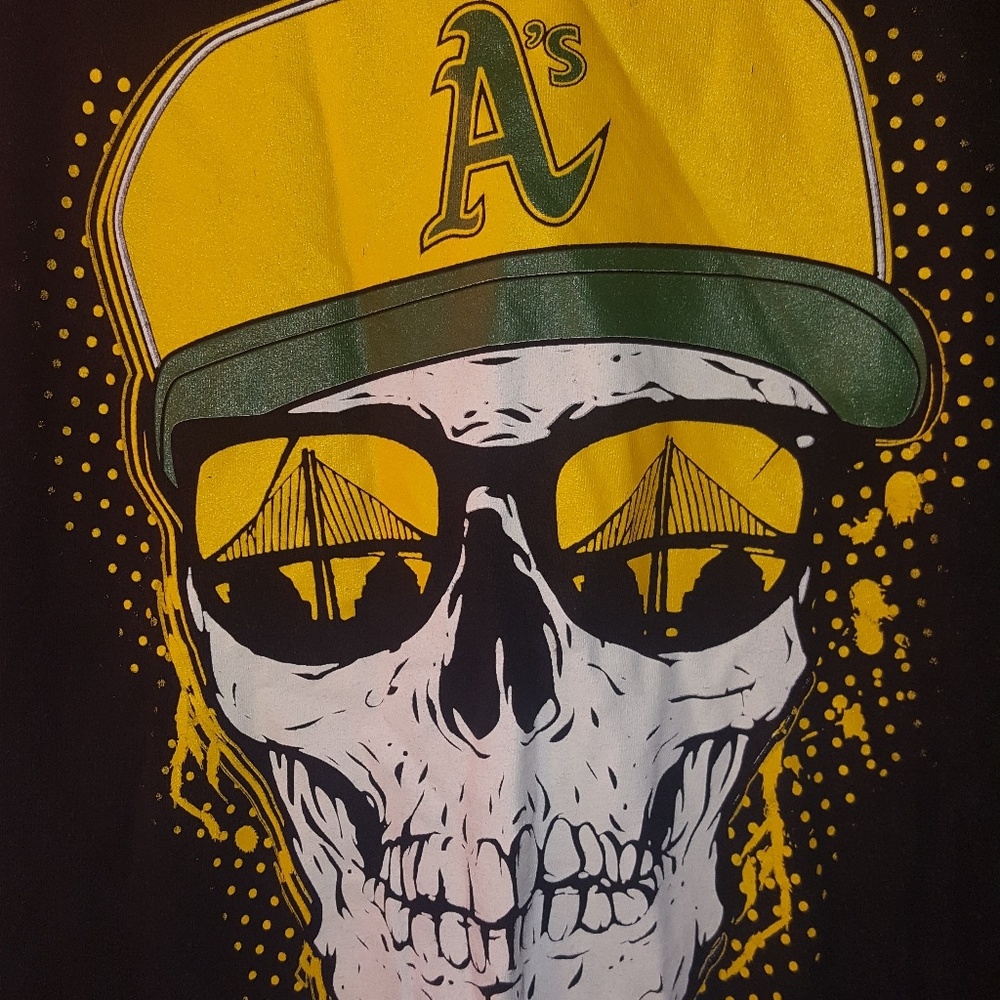 Mens oakland Athletics skull black t-shirt size xl
